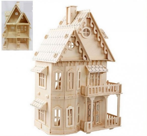 3D Büyük Ahşap Maket Gotik Ev 3D Yalı Maket Puzzle