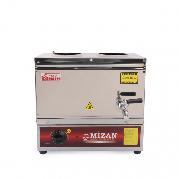 MİZAN 25 Model Çift Demlikli Çay Kazanı Pleytsiz Elektrikli 20 Lt. Çay Ocağı Mc216