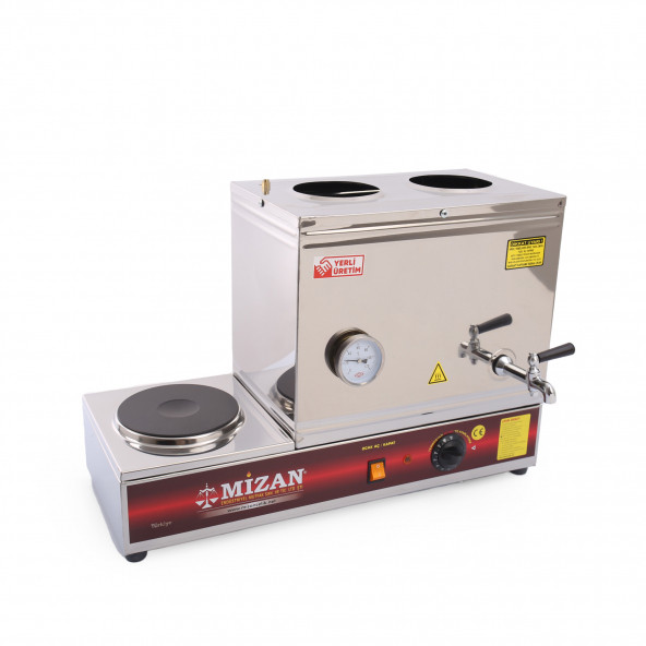 Mizan Çift Demlikli Elektrikli Pleytli Çay Kazanı 30 Lt. Çay Ocağı Mc207