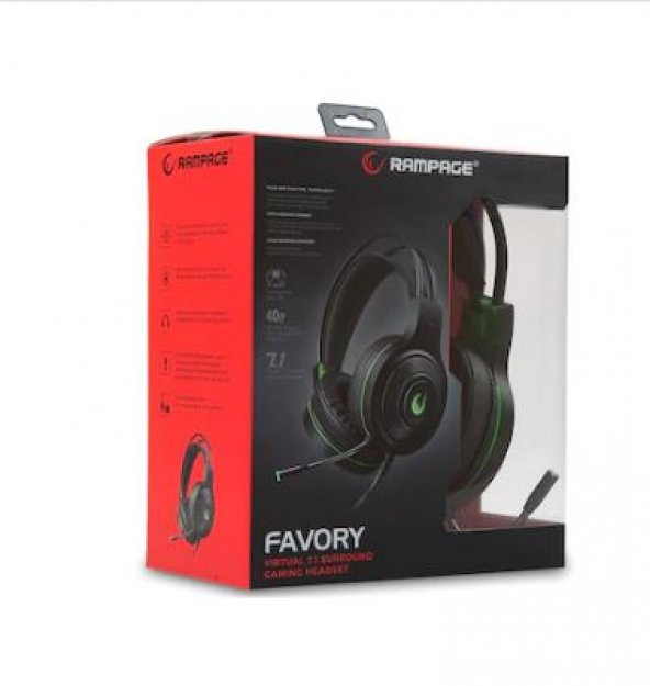 RAMPAGE FAVORY 7.1 USB SURROUND OYUNCU KULAKLIK+MİCROFON