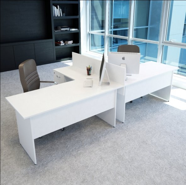VENA Nil L Workstation İkili Çalışma Masa Tek Panel - Resim 2