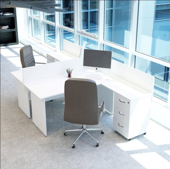 VENA Nil L Workstation İkili Çalışma Masa 3 Panelli - Resim 2