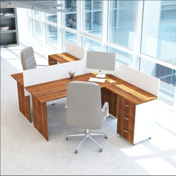 VENA Nil L Workstation İkili Çalışma Masa 3 Panelli - Resim 4