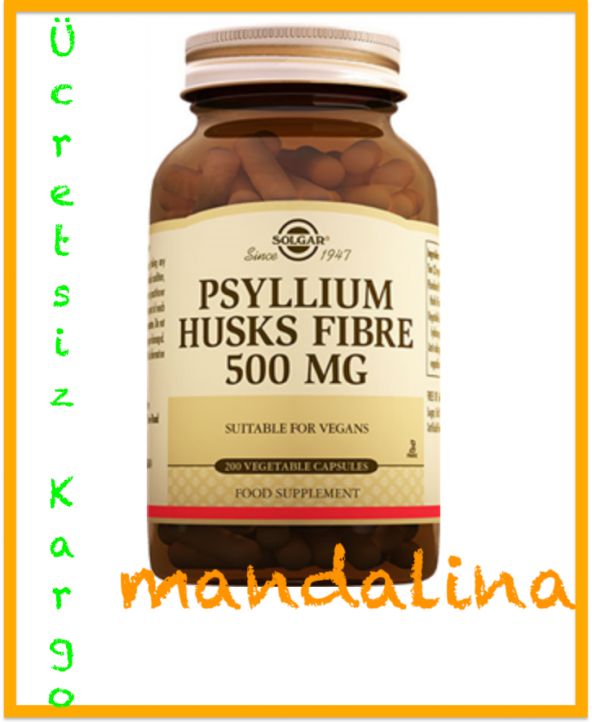 SOLGAR Psyllium Husks Fibre 500 mg 200 Kapsül SKT:04/2022