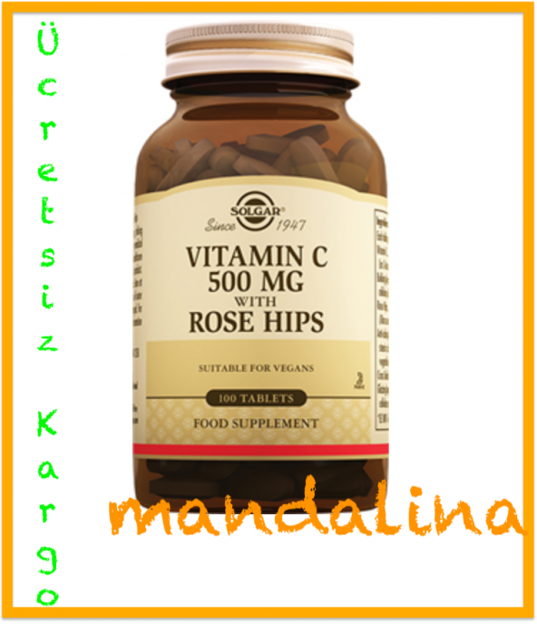 SOLGAR Vitamin C 500 mg Rose Hips 100 Tablet SKT:05/2021