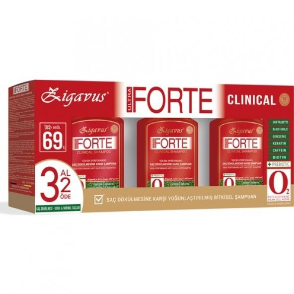 Zigavus Forte Ultra Clinical Kuru ve Normal Saçlar 3 Al 2 Öde