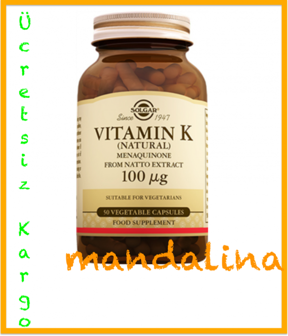 SOLGAR Vitamin K (Natural) 100 mcg 50 Kapsül SKT:10/2019 (MK-7)