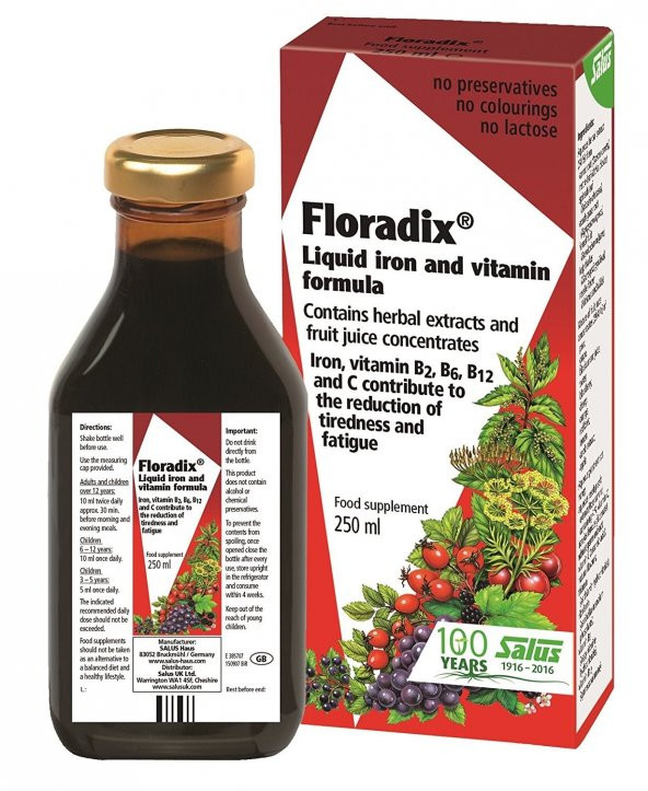Floradix Demir-Vitaminler İçeren Takviye Edici Şurup 250ml 04/21