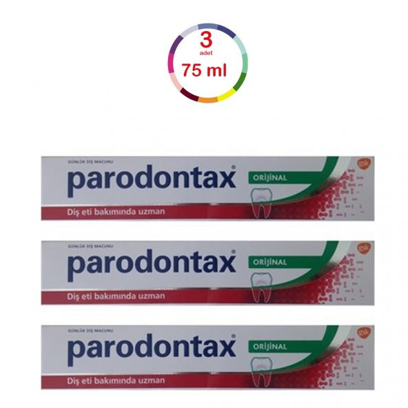 3 ADET Parodontax Orijinal Diş Macunu 75 ml SKT:02/2021