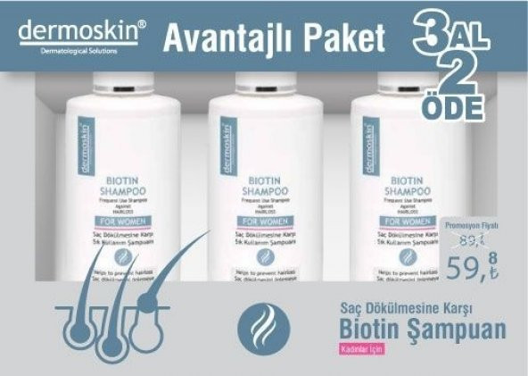 Dermoskin Biotin Şampuan Kadın 200 ml. (3 AL 2 ÖDE)