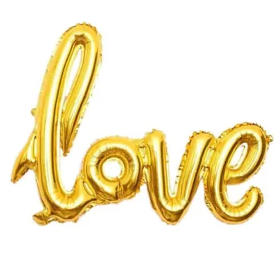 Love Yazılı Folyo Balon Altın Renk
