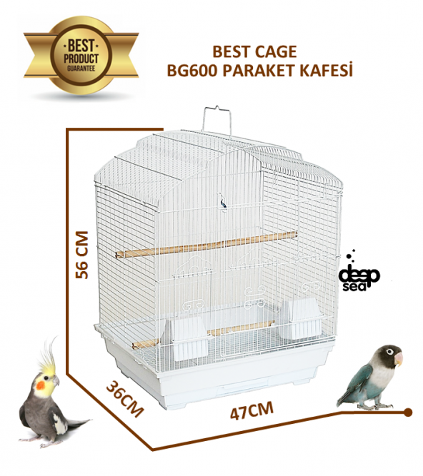 Best Cage Büyük Kapılı Ufak Irk Papağan Kafesi 47x36x56 cm