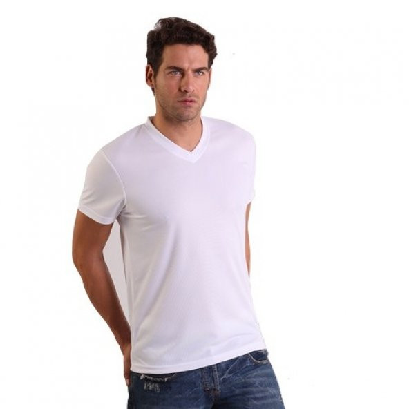 Thermoform Microfiber V Yaka T-Shirt Beyaz M