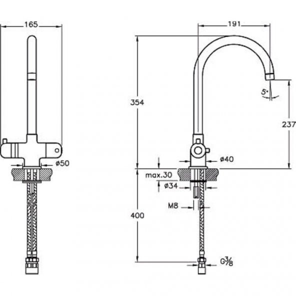 Artema AquaHeat Termostatik Eviye Bataryası A42067 - 2