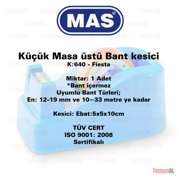 MAS Küçük Masaüstü Bant Kesme makinesi (PASTEL RENKLER) Fiesta640 - 2