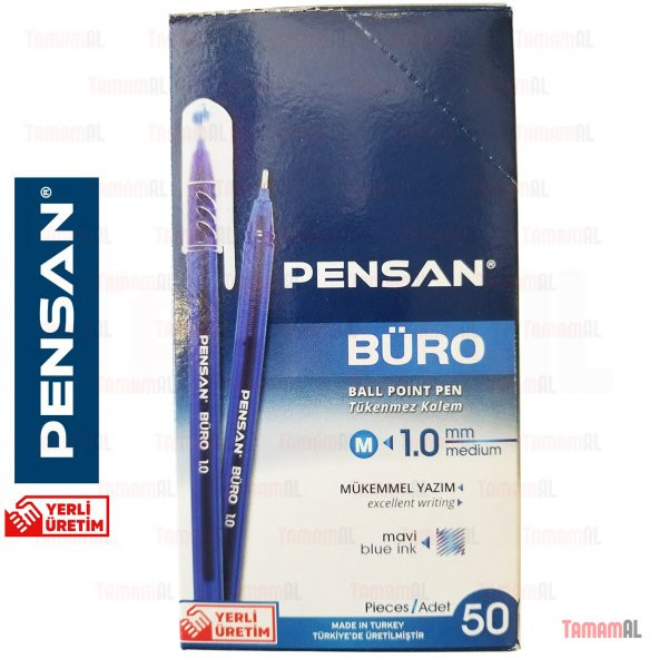 50 ADET Tükenmez Kalem Büro Pensan Buro 2270 1''0 Mm Mavi - 8