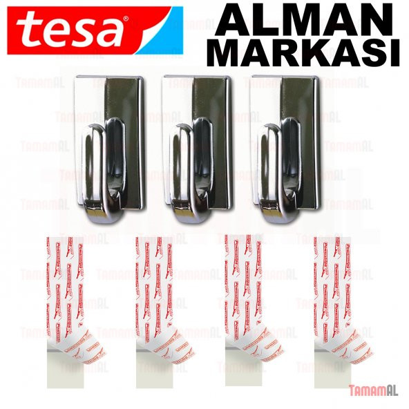 TESA (ALMAN MARKASI) SÖK YAPIŞTIR 3 ADET DİKDÖRTGEN METALİK ASKI - 3