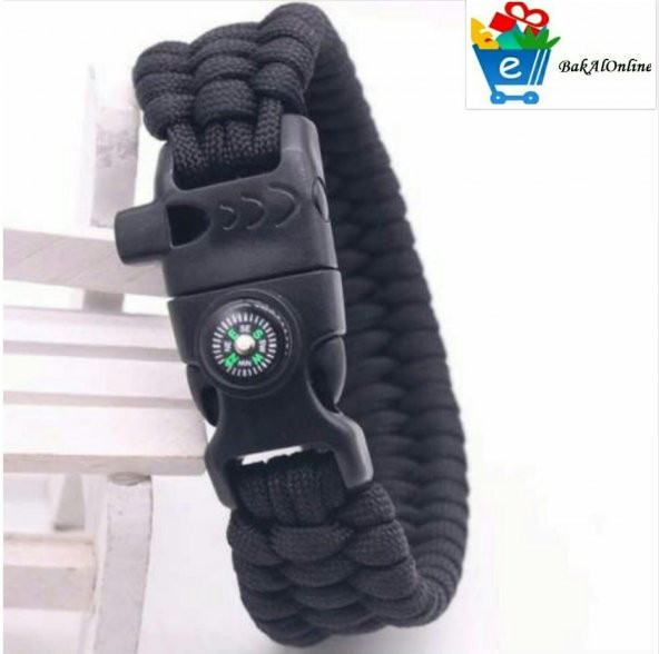 Paracord Survival Bileklik Hayat Kurtarıcı Paraşüt İpi Pusula Ateş Başlatıcı ve İkaz Düdüğü