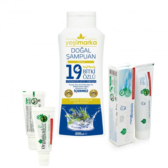 Yeşilmarka şampuan + Organicadent Florürsüz Organik Diş Macunu