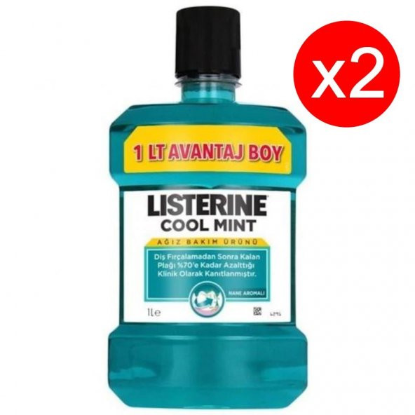 Listerine Cool Mint Gargara Ağız Çalkalama Suyu 1000 ml X 2 Adet