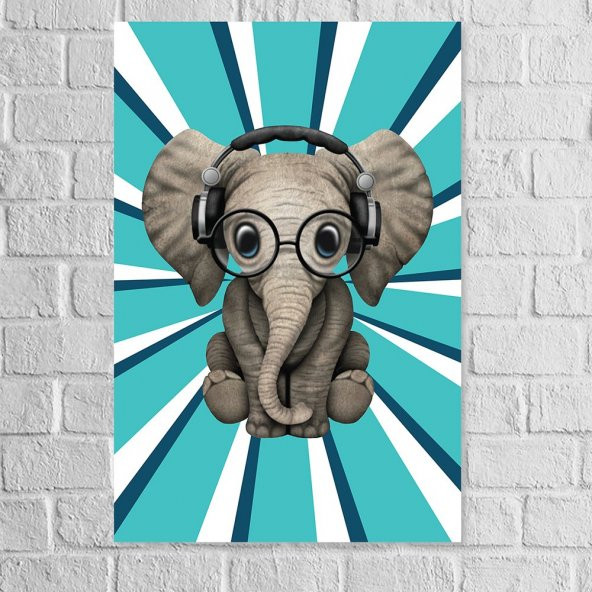 Angemiel Home Gözlüklü Fil 20x30 Cm MDF Tablo - 2