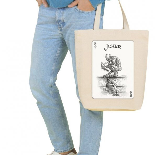 Angemiel Bag Büyük Joker Kartı Alışveriş Plaj Bez Çanta