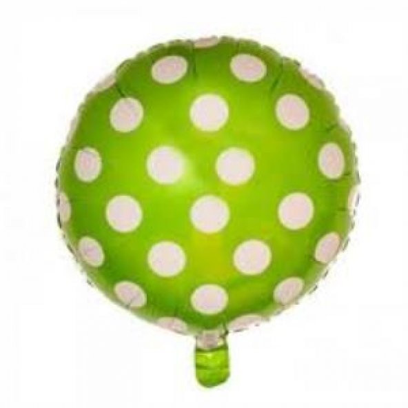 FOLYO BALON YEŞİL/LIME BEYAZ PUANTİYE 18 D.Ü 12,5