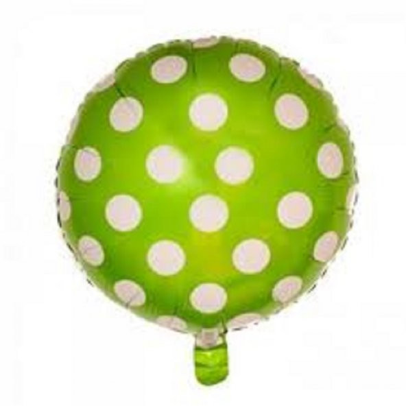 FOLYO BALON YEŞİL/LIME BEYAZ PUANTİYE 18 D.Ü 12,5 - 2