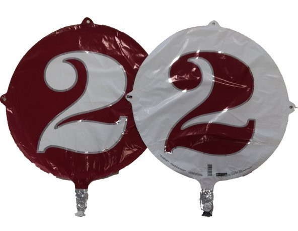 FOLYO BALON RAKAM 2 ÇİFT TARAFLI BORDO-BEYAZ 18 - PAKETTE 1 ADET