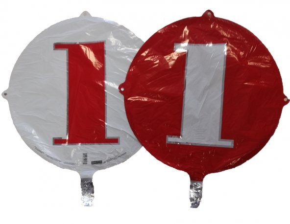 FOLYO BALON RAKAM 1 ÇİFT TARAFLI KIRMIZI-BEYAZ 18 - PAKETTE 1 ADET (DÜ 15TL)