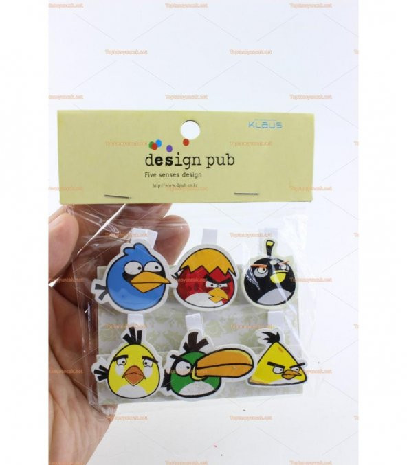 ANGRY BİRDS DEKORATİF MANDAL 6LI