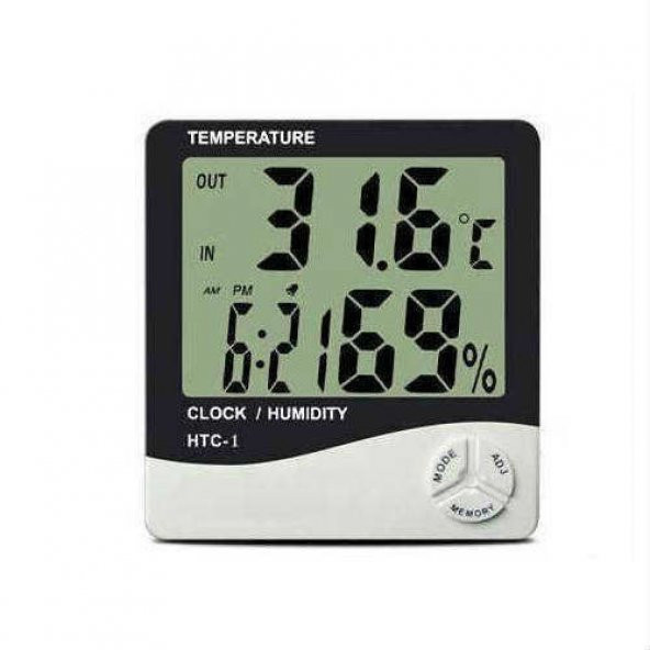 Dijital Termometre Isı ve Nem Ölçer  Masa Saati + 4 Pil Duracell - Resim 3