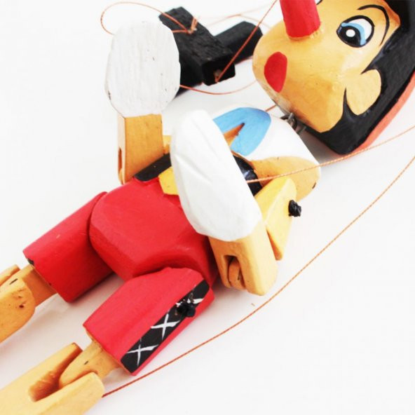 Oyuncak Kukla Pinokyo Ahşap İpli Kukla 26cm Pinokyo Oyuncağı - 3