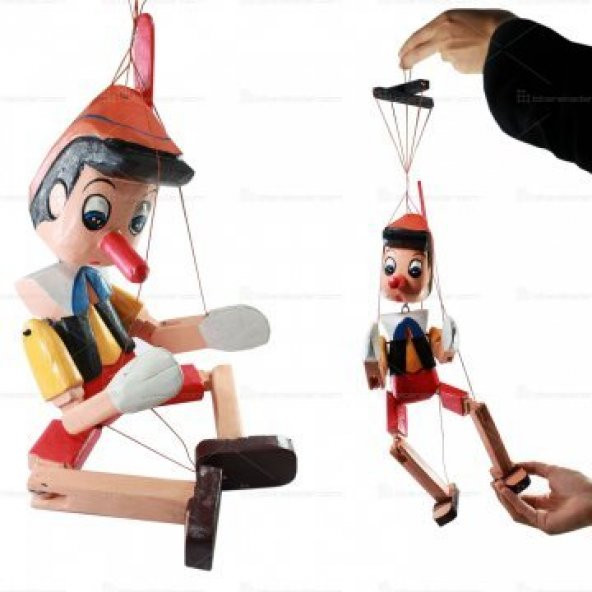 Oyuncak Kukla Pinokyo Ahşap İpli Kukla 26cm Pinokyo Oyuncağı - 5