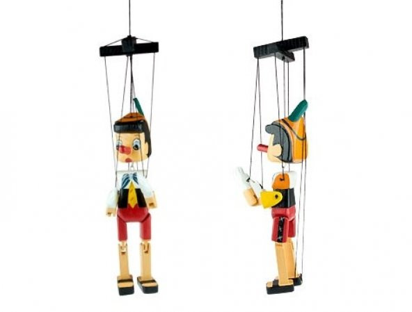 Oyuncak Kukla Pinokyo Ahşap İpli Kukla 26cm Pinokyo Oyuncağı - 6
