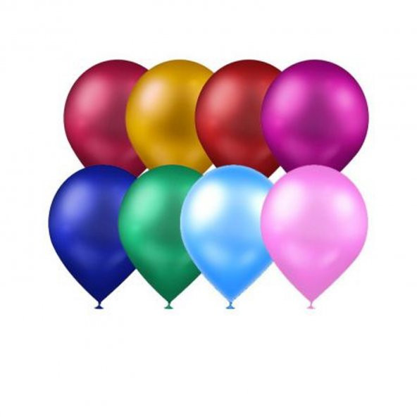 Atom Balon Metalik Karışık Renkli Balon 12 inç 100 Adet