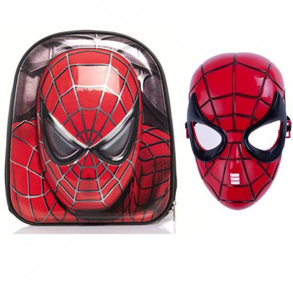Spiderman-Örümcek Adam Anaokulu Çocuk Sırt Çanta Okul Çanta ve Maske