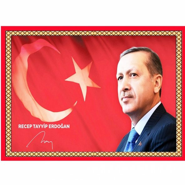 50 cm X 70 cm Tablo Halı - Lider Recep Tayyip Erdoğan