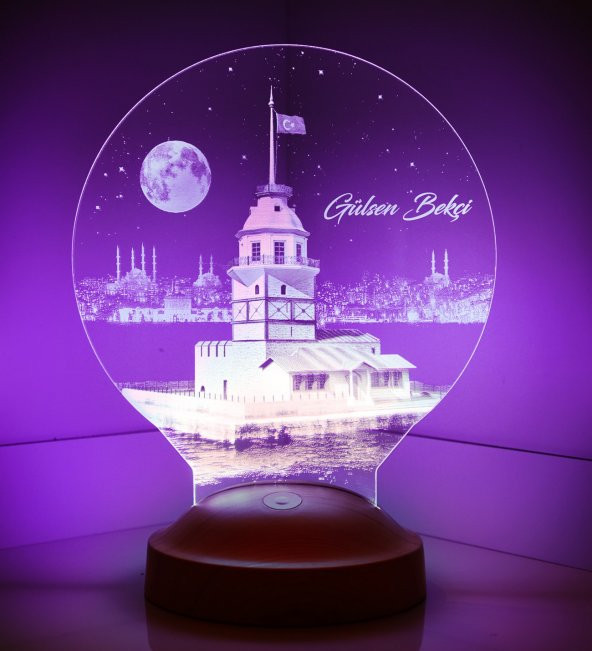 3D Led Lamba 3 Boyutlu Kız Kulesi Kişiye Özel Hediye Gecelambası