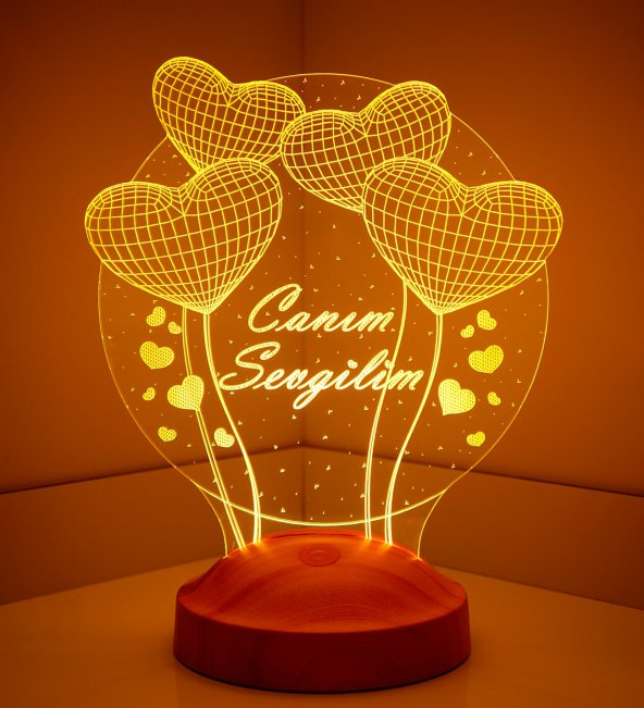 3D Led Lamba 3 Boyutlu Canım Sevgilim Özel Hediye Gecelambası