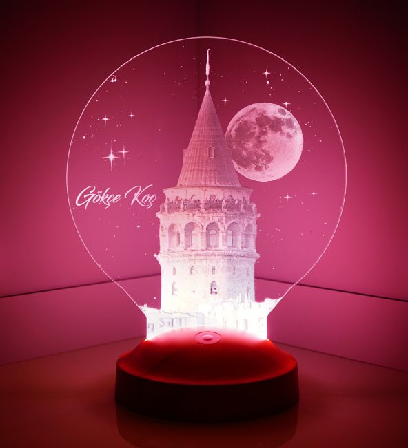 3D Led Lamba 3 Boyutlu Galata Kule Kişiye Özel Hediye Gecelambası