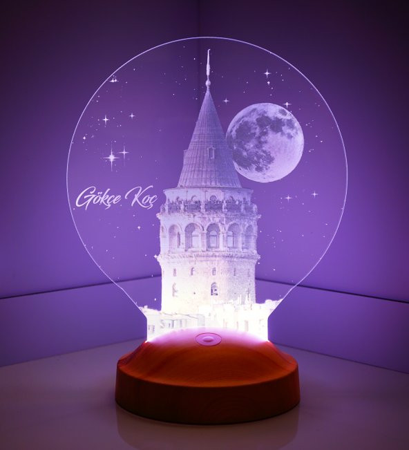 3D Led Lamba 3 Boyutlu Galata Kule Kişiye Özel Hediye Gecelambası - 2