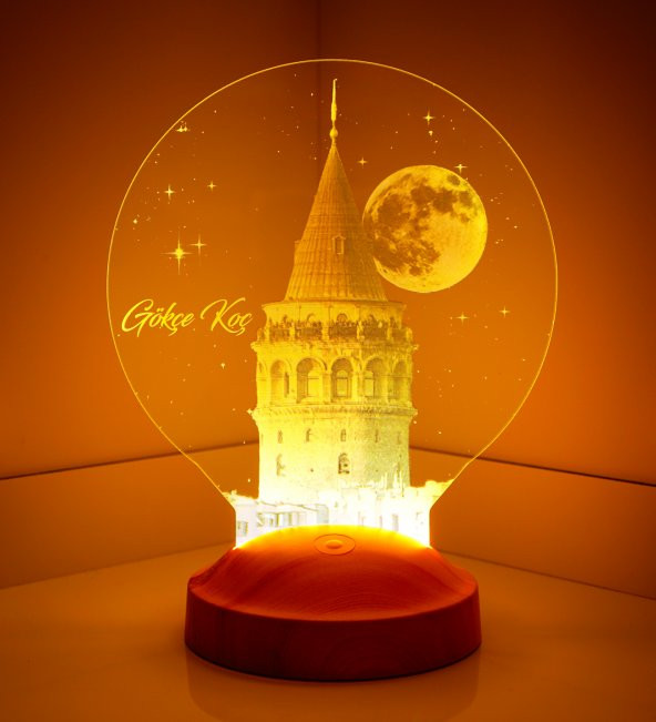 3D Led Lamba 3 Boyutlu Galata Kule Kişiye Özel Hediye Gecelambası - 3