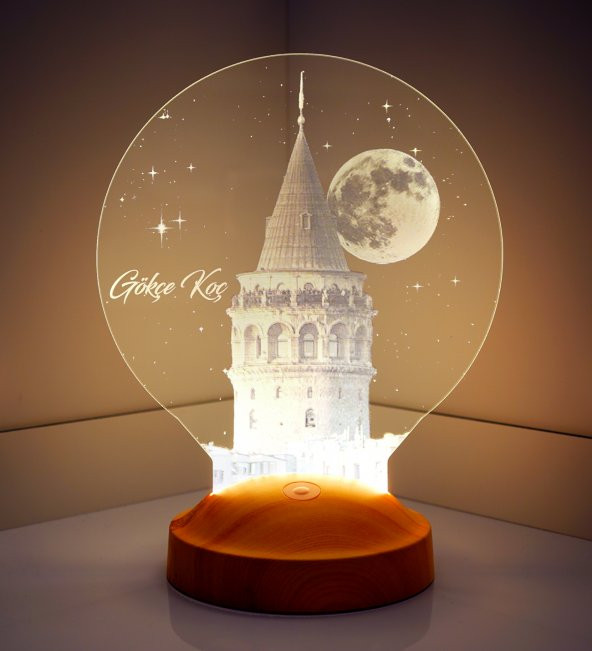 3D Led Lamba 3 Boyutlu Galata Kule Kişiye Özel Hediye Gecelambası - 7