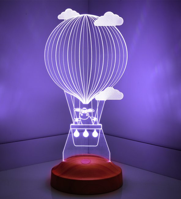 3D Led Lamba 3 Boyutlu Kuzulu Balon Bebek Hediyesi Lamba