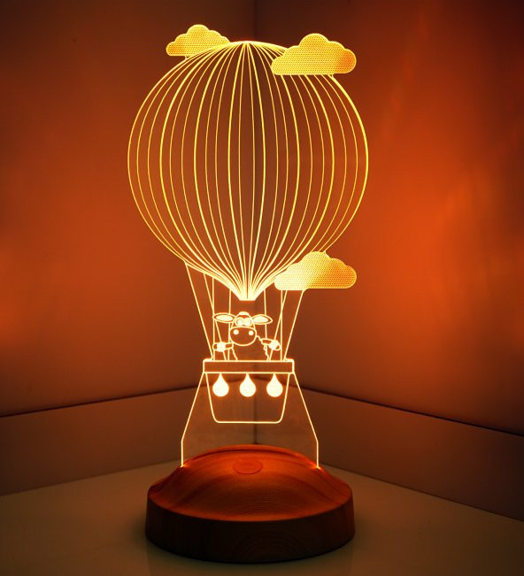 3D Led Lamba 3 Boyutlu Kuzulu Balon Bebek Hediyesi Lamba - 2