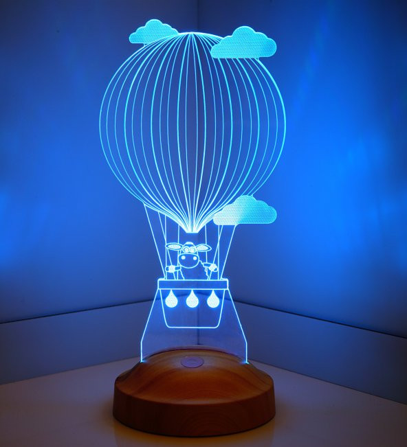 3D Led Lamba 3 Boyutlu Kuzulu Balon Bebek Hediyesi Lamba - 3
