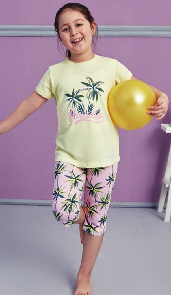Palmiye Desen Detaylı Takım Pijama BB-1019K