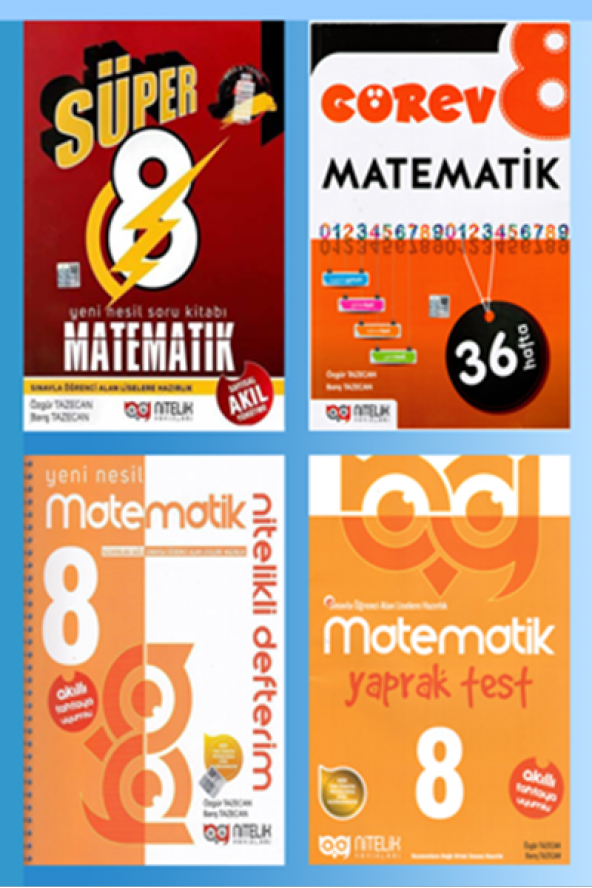 Süper 8. Sınıf Matematik Yeni Nesil Soru Kitabı 4lü Set Nitelik