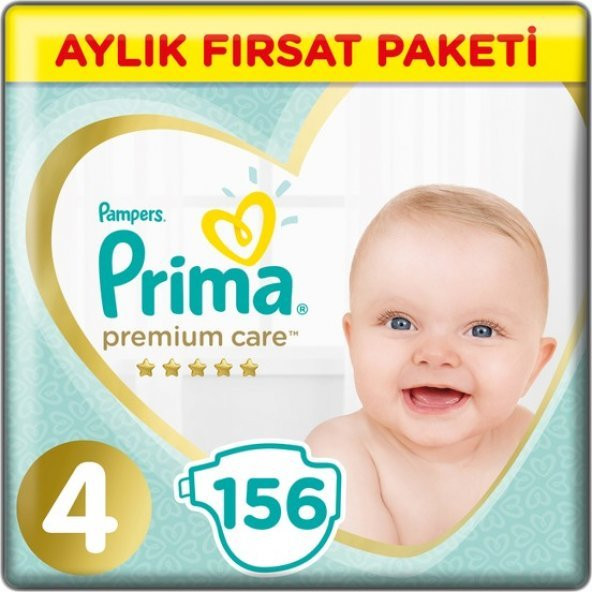 Prima Bebek Bezi Premium Care 4 Beden Maxi Aylık Fırsat Paketi 156 Adet